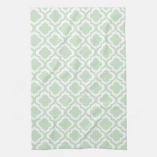 Mint Green Moroccan Quatrefoil Clover Kitchen Towel
