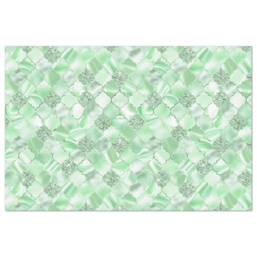 Mint Green Moroccan Quatrefoil Pattern Tissue Paper