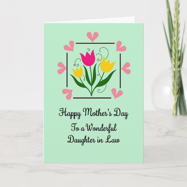 Mint Green Mothers Day Hearts Card (Front)