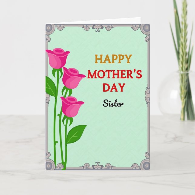 Mint Green Mothers Day Sister Card (Front)