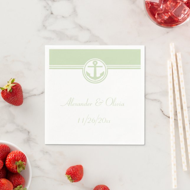 Mint Green Nautical Anchor Napkins (Insitu)