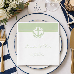 Mint Green Nautical Anchor Napkins