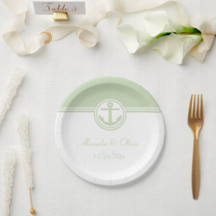 Mint Green Nautical Anchor Paper Plates