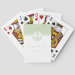 Mint Green Nautical Anchor Poker Cards