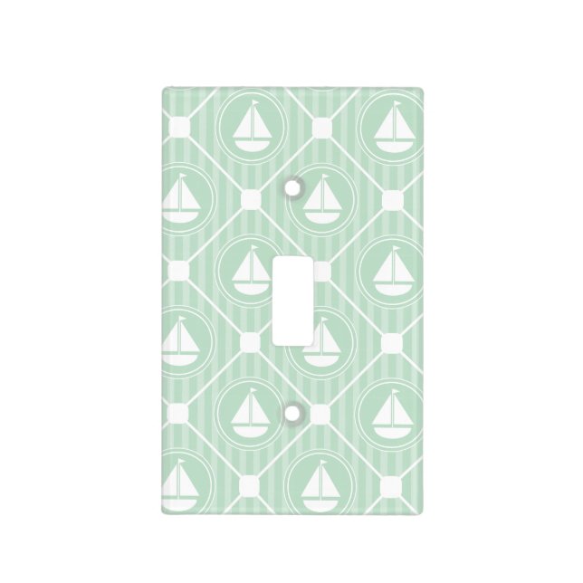 Mint Green Nautical Sailboat Light Switch Cover (Front)