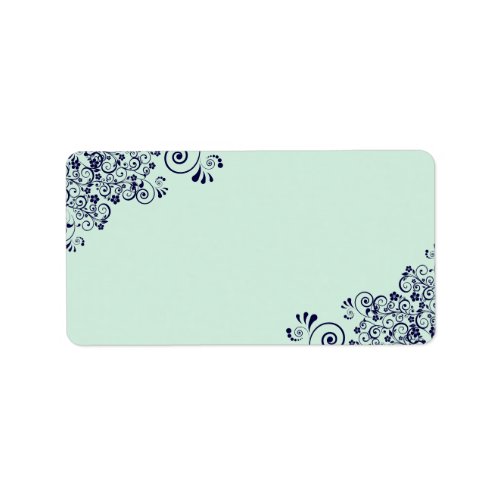 Mint Green  Navy Blue Lace Blank Wedding Address Label