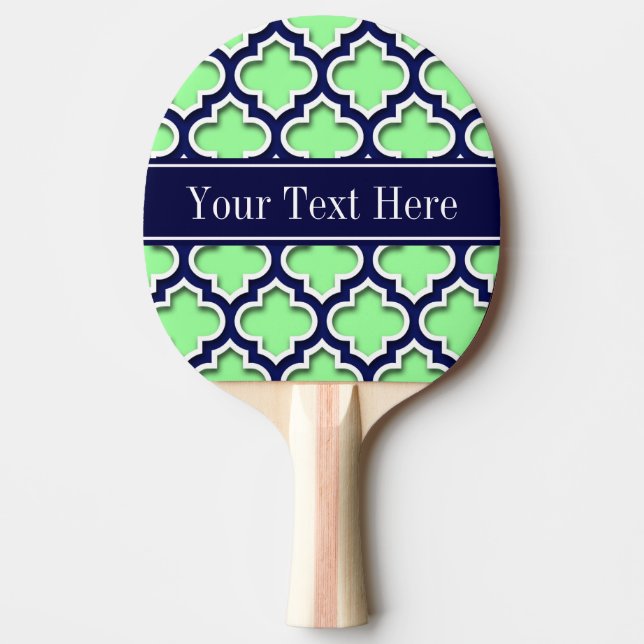 Mint Green, Navy Moroccan #5DS Navy Name Monogram Ping-Pong Paddle (Front)