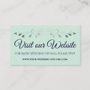 Mint Green Navy & Silver Wedding Visit Our Website Enclosure Card