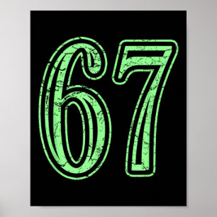 Mint Green Number 67 Distressed Sports Number Jers Poster