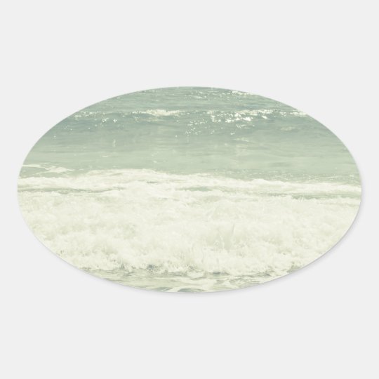 Mint Green Ocean Pastel Beach Photography Oval Sticker