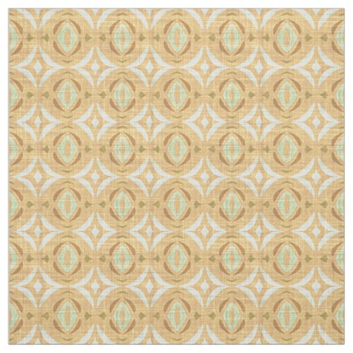 Mint Green Ochre Yellow Brown Nouveau Deco Pattern Fabric