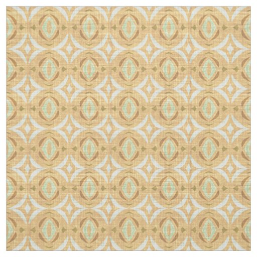 Mint Green Ochre Yellow Brown Nouveau Deco Pattern Fabric