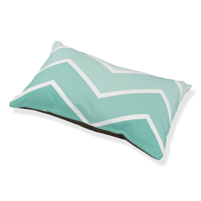 Mint Green Ombré Chevron Stripes Pattern Pet Bed (Angled)