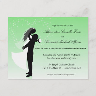 Mint Green Ombre Silhouette Formal Wedding Invite