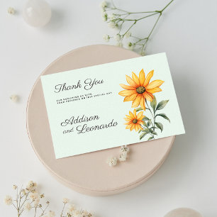 Mint green orange yellow sunflower Thank You  Invitation