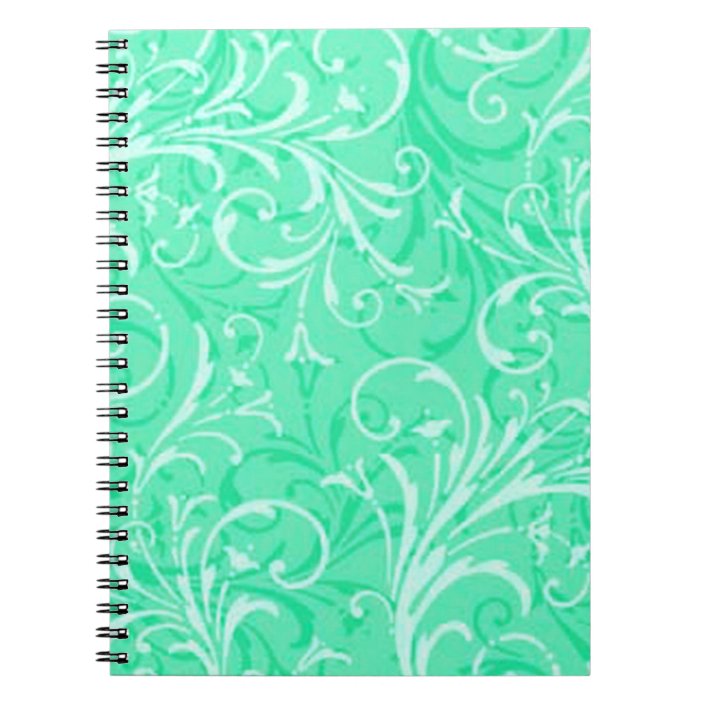 Mint Green Ornamental Spiral Notebook
