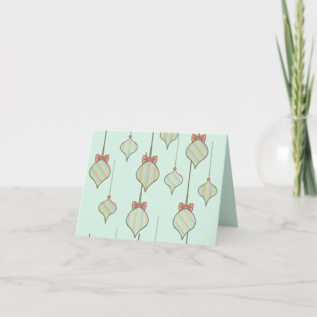 Mint Green Ornaments Holiday Card Zazzle