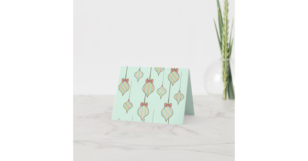 Mint Green Ornaments Holiday Card Zazzle