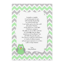 Mint Green Owl Baby shower thank you notes w poem
