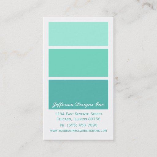 Customizable Mint Green Paint Chips Business Cards