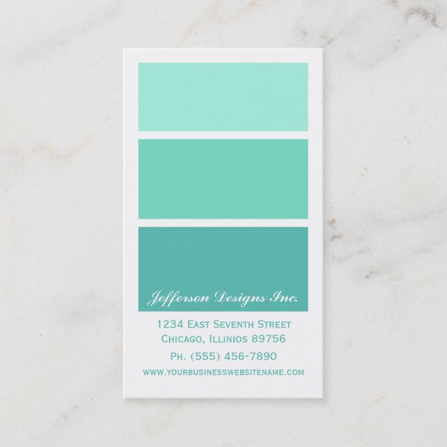 Mint Green Paint Chips Business Cards (Front)