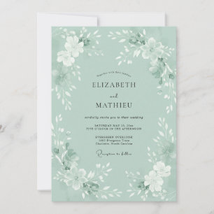 Mint Green Painterly Nature Wedding Invitation