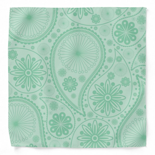 Mint green paisley pattern bandana (Front)