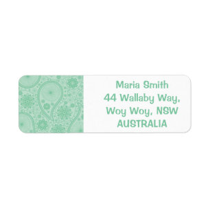 Mint green paisley pattern label