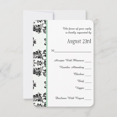 Mint Green Parisian Eiffel Tower RSVP Wedding Card