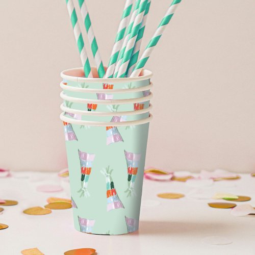 Mint Green Party Hat Birthday Paper Cups