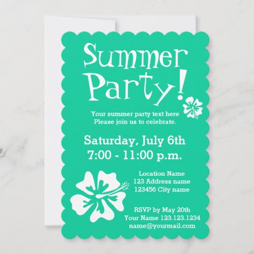 Mint green party invitations with floral design