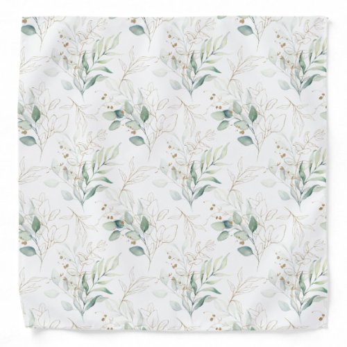 Mint Green Pastel Floral Greenery Pattern Bandana