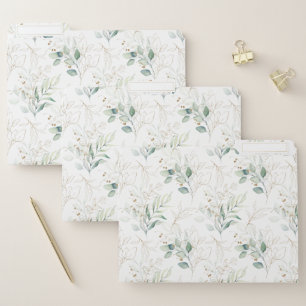 Mint Green Pastel Floral Greenery Pattern File Folder