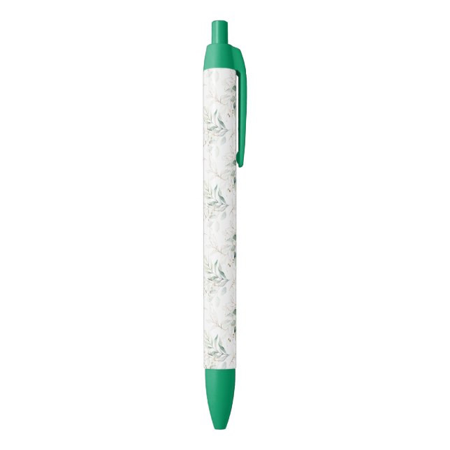 Mint Green Pastel Floral Greenery Pattern Pen (Bottom (Vertical))