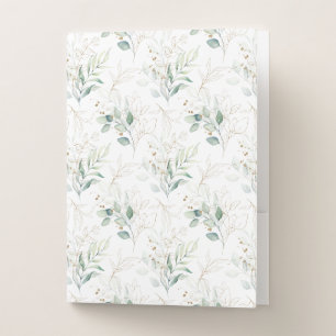 Mint Green Pastel Floral Greenery Pattern Pocket Folder