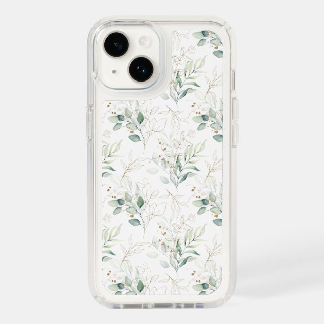 Mint Green Pastel Floral Greenery Pattern Speck iPhone Case (Front)