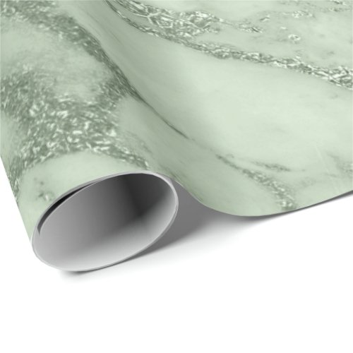 Mint Green Pastel Marble Stone Abstract Metal Lux Wrapping Paper