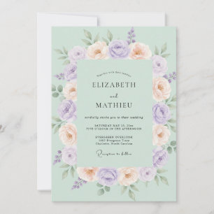 Mint Green Pastel Romantic Wedding Invitation