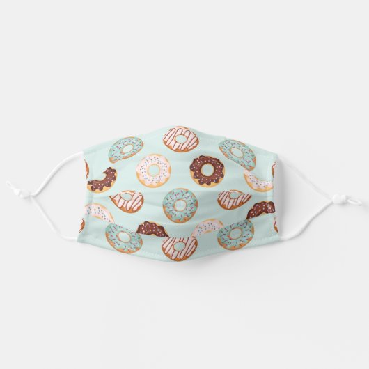 Mint Green Pastel Sprinkle Donut Pattern Adult Cloth Face Mask (Front, Unfolded)