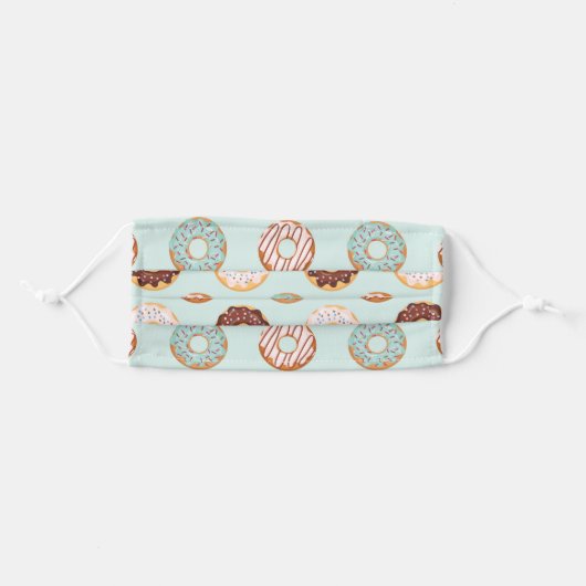 Mint Green Pastel Sprinkle Donut Pattern Adult Cloth Face Mask (Front, Folded)