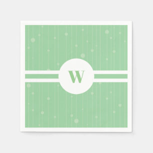 Mint green pattern monogram in round frame napkins
