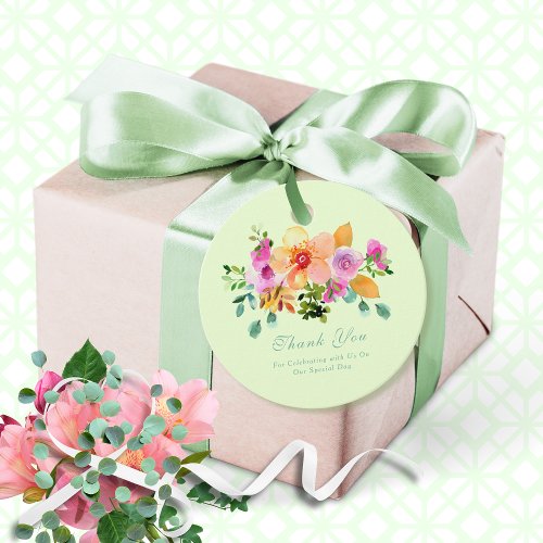 Mint Green Peach Boho Romantic Floral Thank You Favor Tags