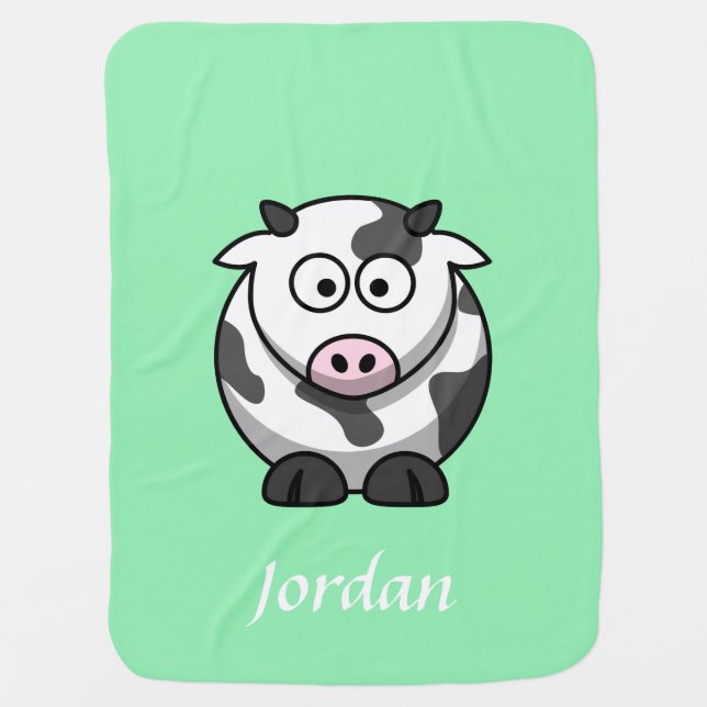 Mint Green Personalized Cow Blanket (Front)