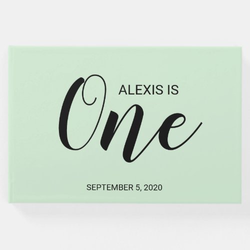 Mint Green Personalized First Birthday Guestbook