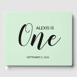 Mint Green Personalized First Birthday Guestbook