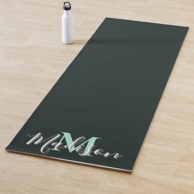 Mint Green Personalized Script Name Monogram Yoga Mat (In Situ)