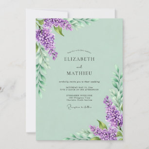Mint Green Picturesque Lilac Wedding Invitation