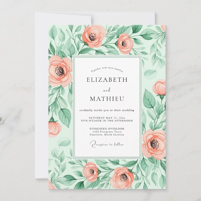 Mint Green Picturesque Spring Wedding Invitation (Front)