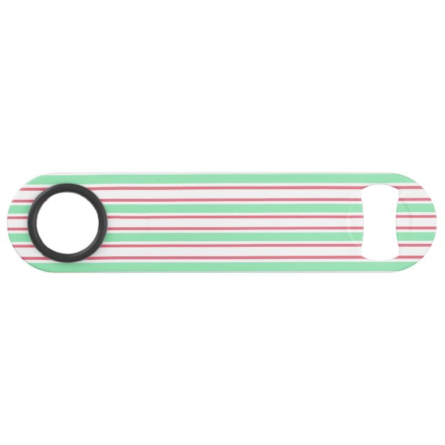 Mint green, pink and white candy stripes bar key (Front (Horizontal))