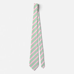 Mint green, pink and white candy stripes neck tie